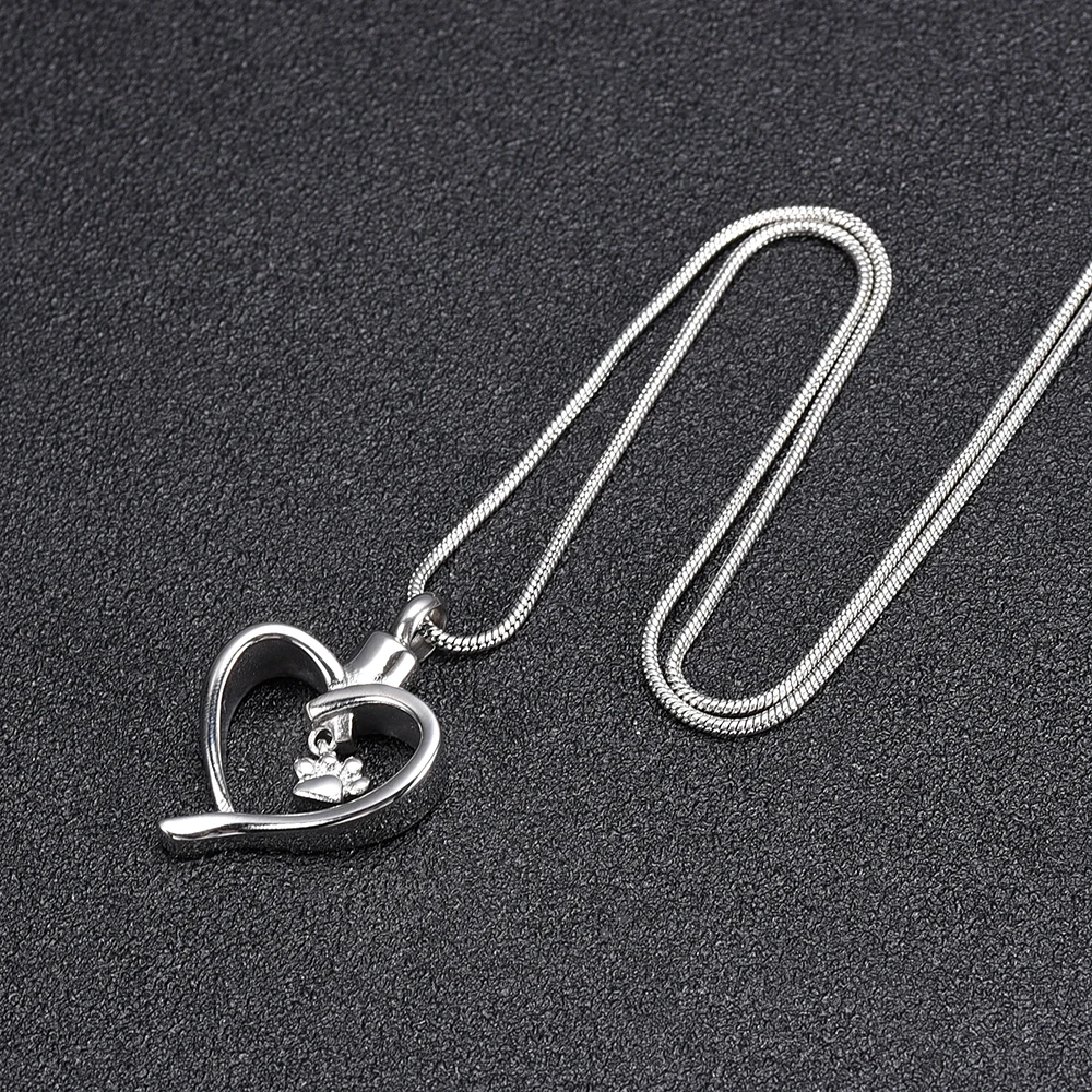 

IJD10060 Pet Ashes Necklace - Stainless Steel Heart Hold Dog/Cat Paw Urn Charm Cremation Jewelry For Memorial Ashes New Arrived