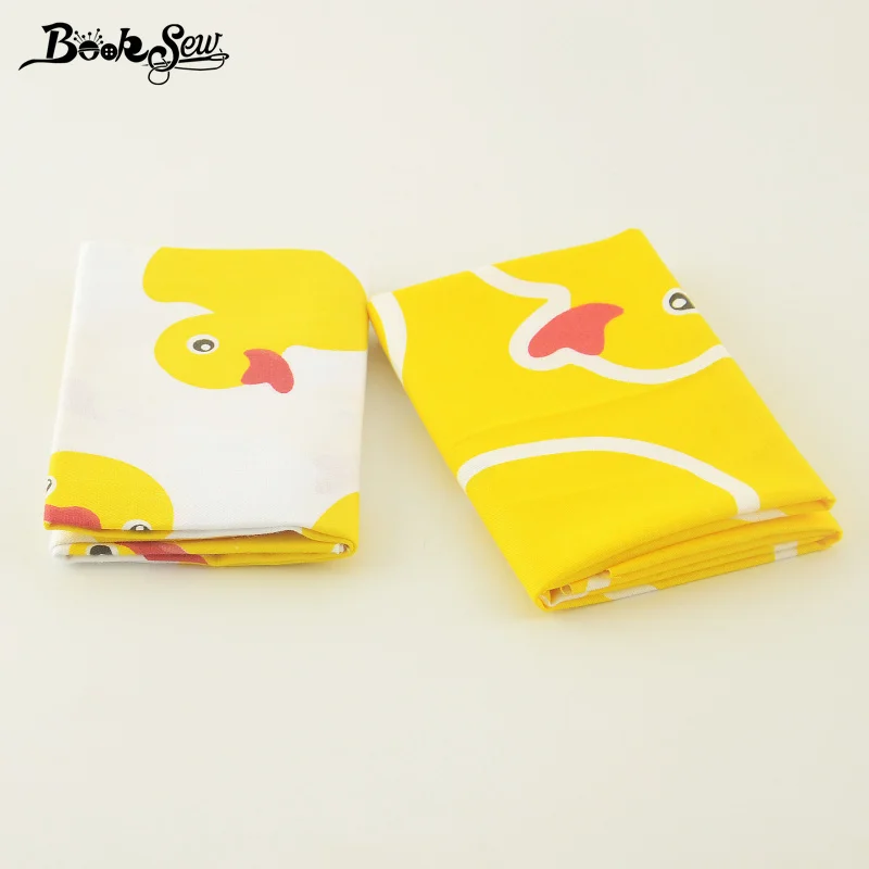 100% Cotton Twill Fabric Booksew Fat Quarter 2pcs 50X100cm Tissue Yellow Duck Design Sewing Cloth For Baby Patchwork Bedding|sewing cloth|cloth for
