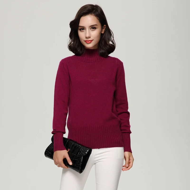 100% чистый кашемир вязаный однотонный теплый зимний толстый свитер с высоким