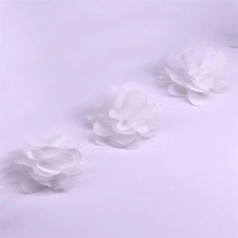 white H628 11-12 шт 6 см цветы 3D шифон кластер Цветы Кружева платье украшение кружевная ткань аппликация отделка Швейные принадлежности - Цвет: white