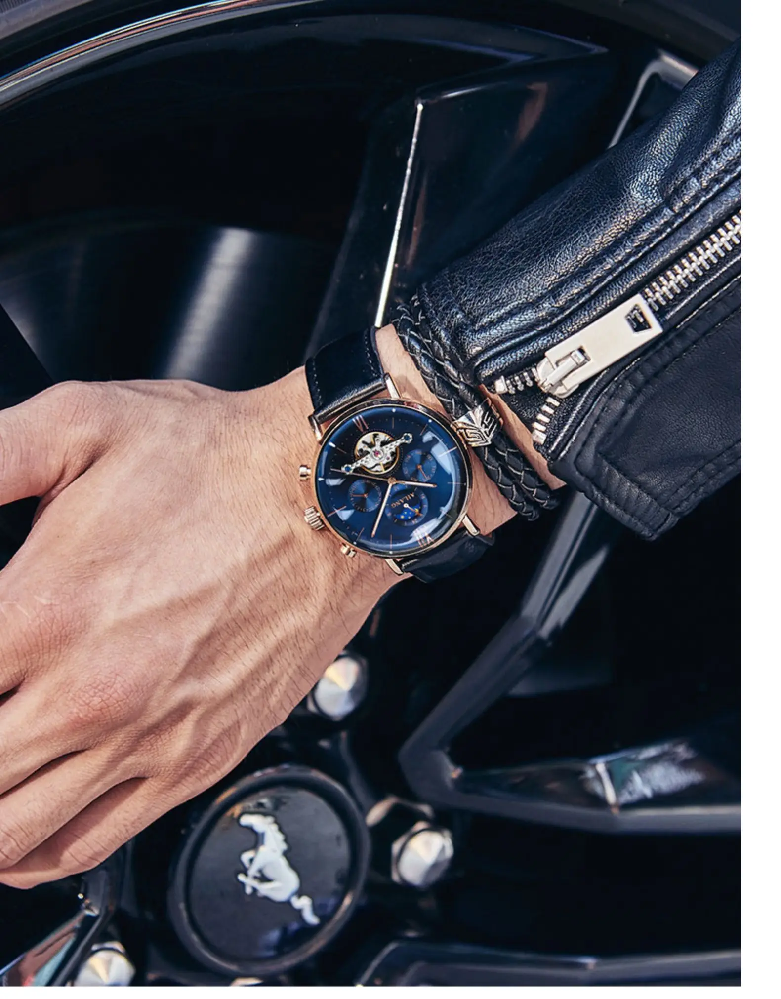 AILANG Relojes часы мужские наручные часы спортивные часы со скелетом 30 м водонепроницаемые автоматические механические часы из нержавеющей стали