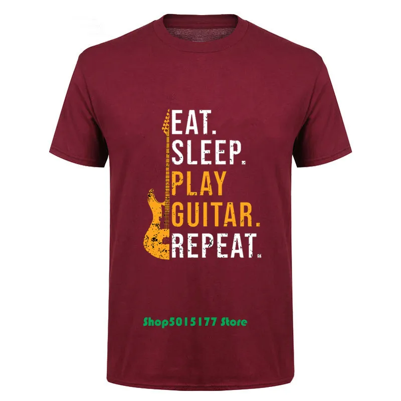Eat sleep play guitar repeat Футболка мужская летняя хлопковая футболка с коротким рукавом