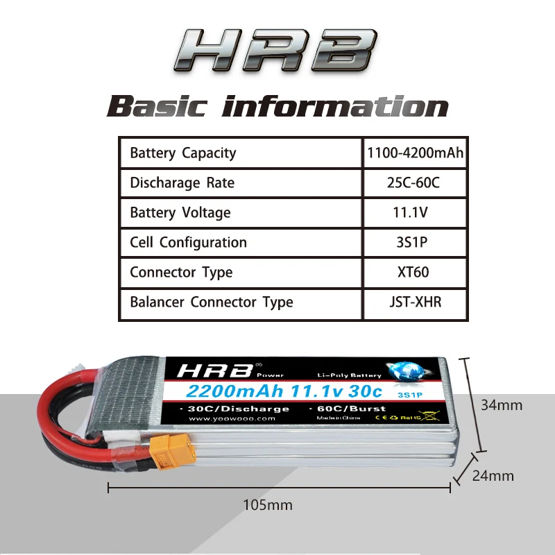 HRB 3S 11,1 V Lipo 1100mah 1200mah 1300mah 1500mah 2200mah 2600mah 3000mah 3300mah 3600mah 4200mah Для RC автомобиля FPV лодки