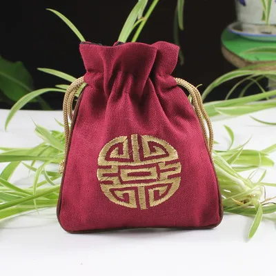 dark red C088 хлопковые джутовые мешочки для замены ювелирных изделий китайский год фу сумки 10 шт много разных цветов - Цвет: dark red