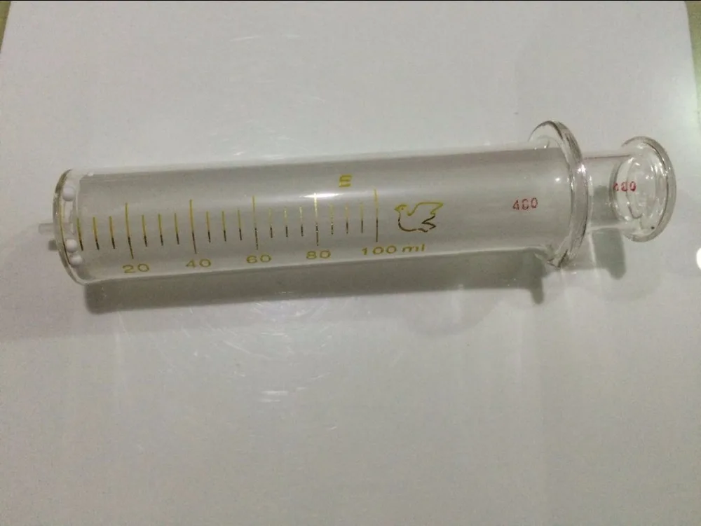 Стандартный стеклянный шприц для инжектора лабораторная стеклянная посуда