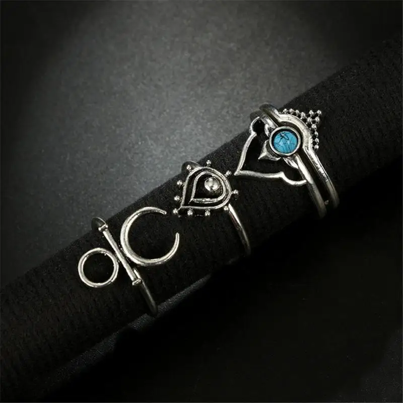 3 шт./компл. кольцо-капля Набор Мода Богемия сплав стразы кольцо с голубым камнем