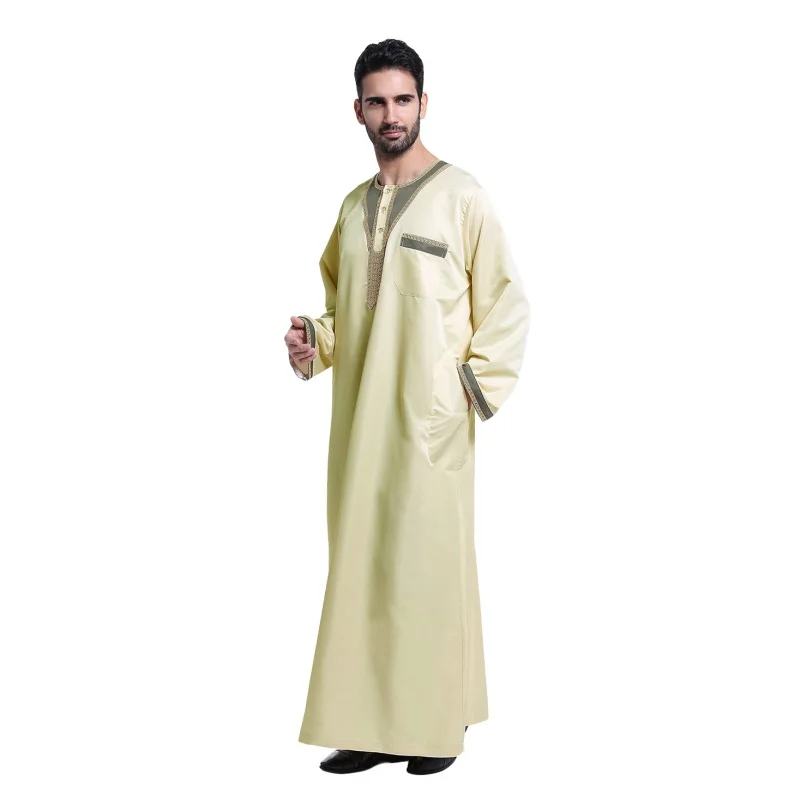 Модные Для мужчин Саудовская Стиль Тобе Thoub Абаи халат Daffah Dishdasha исламский