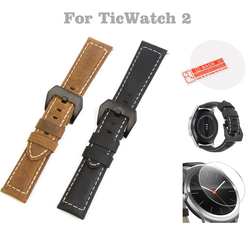 Модные простые мужские и женские Ремешки для наручных часов TicWatch 2 кожаный