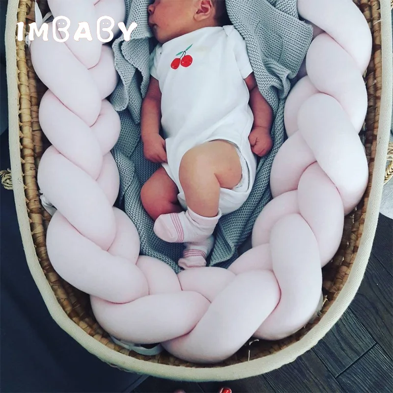 IMBABY 2M/3M Nodic Knot Newborn Bumper Crib Side Long Knotted Braid Pillow Baby Bed Bumper in the Crib Infant Baby Room Decor