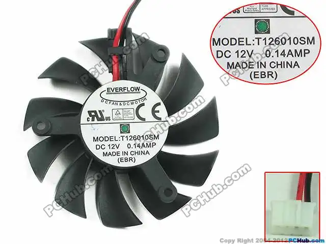 Вентилятор охлаждения сервера Everflow T126010SM 12 В постоянного тока 0 14 А 55 мм диаметр 39 2