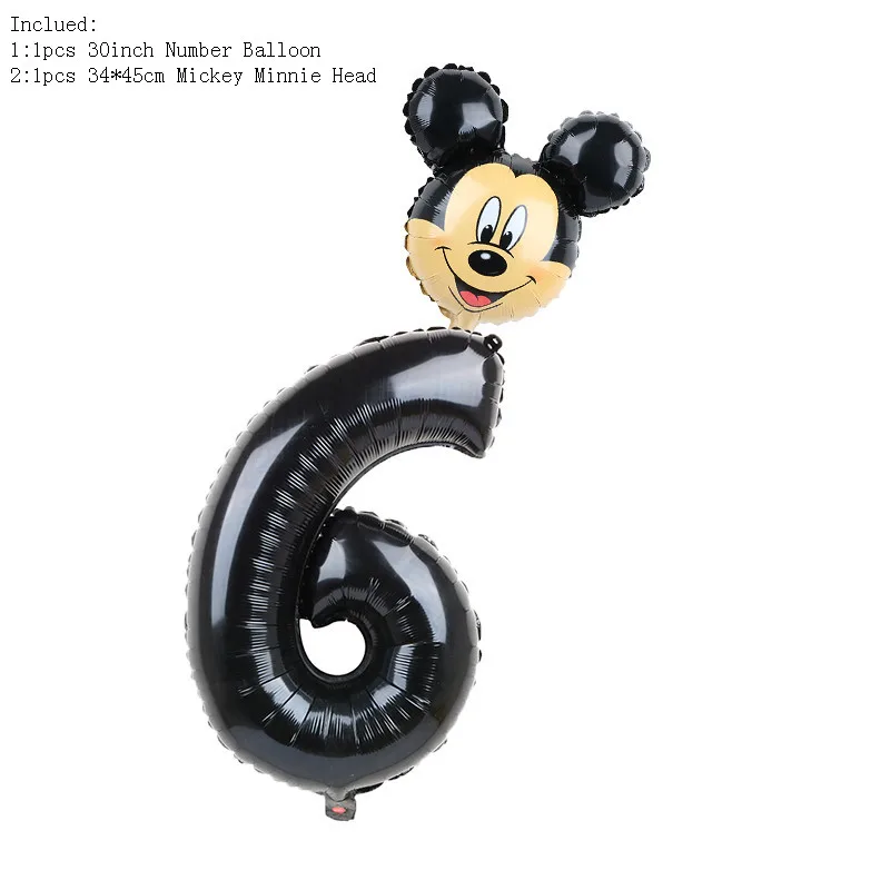 PAPYBAL 32 дюймов красные, черные номер Фольга надувные шары Mickey воздушный шар "Минни" Рисунок От 1 до 5 лет детская футболка для мальчиков и девочек, День рождения Декор - Цвет: Шоколад