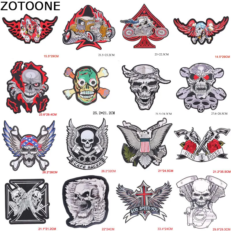 Крутые большие нашивки ZOTOONE с черепом мотоциклетные крыльями Байкерский значок