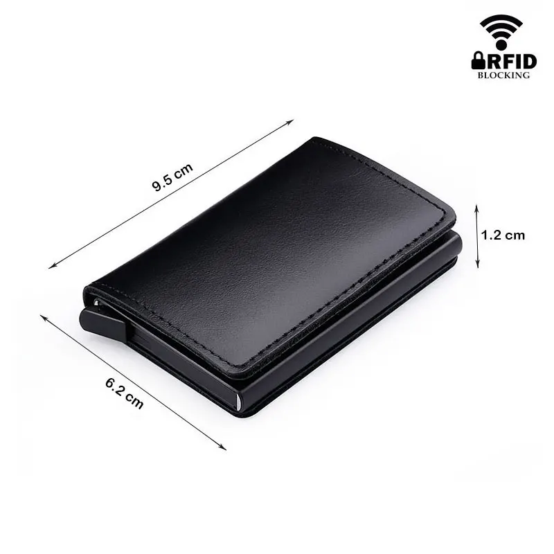 seekrid rfid 100 genuine leather smart wallet aluminum credit card holder metal business id cardholder slim mini case wallets free global shipping