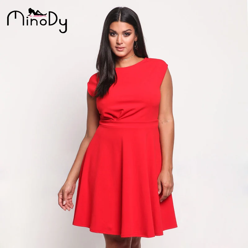 Minody для женщин Большие размеры платье без рукавов лето-осень синий и красный