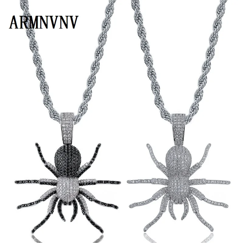 ARMNVNV Новое Iced Out CZ колье с подвеской в виде паука мужские микро проложенные хип-хоп