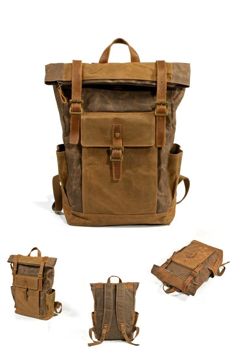 M207 Bagpack Винтаж холст кожаный рюкзак для ноутбука мужской Колледж школьный Для мужчин из дверей дорожные сумки Повседневное сумки Водонепроницаемый