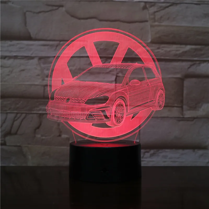 3D иллюзия визуальный ночной Светильник VW Sedan 3D лампа подарки для детей прикроватный спальный светильник s RGB разноцветный светодиодный вспышка светильник s мягкая лампа