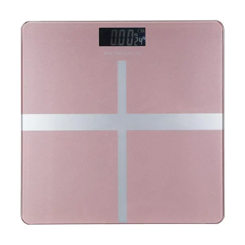 Rose Gold Battery 180 кг высокоточные весы для жира, умные электронные цифровые ЖК-дисплей с температурным дисплеем, весы для веса тела, весы - Цвет: Rose Gold Battery
