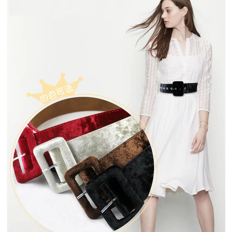 Широкий женский ремень в новом дизайне декоративный пояс модный бархатный