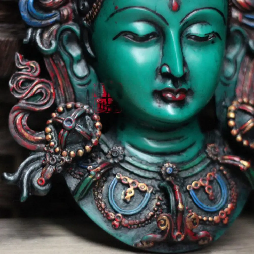 

Buddha Tibet Tibetan Mikky Buddhist Resin Colored Green Tara Statue Pendant
