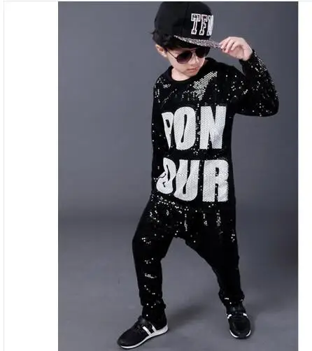Корейская мода для мальчиков и девочек одежда хип хопа с блестками новый детский