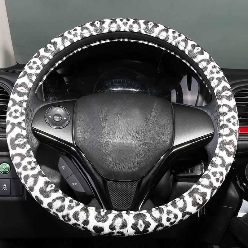 Леопардовый чехол для руля кожаный автомобиля универсальный размер M 38 см Honda |