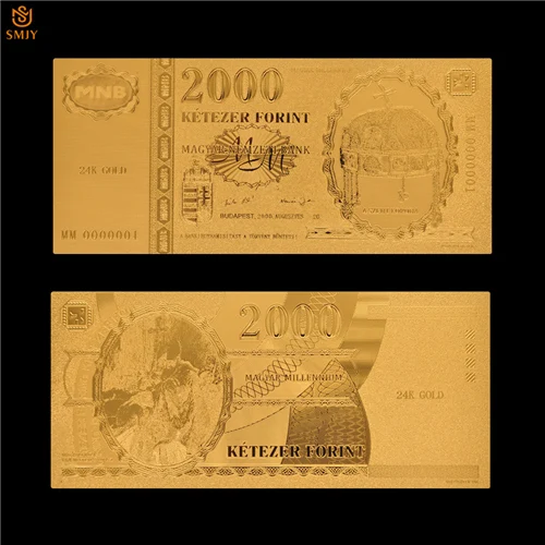 2000 Forint Валютная бумага продукт Венгрия 2000 Форинт золото Фольга деньги сувенир Бумажная банкнота коллекций - Цвет: 2000 Forint