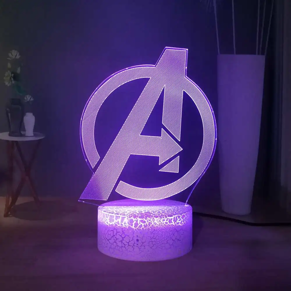 Marvel's The Avengers светодиодный ночник Marvel Фильм Мстители с логотипом USB Touch