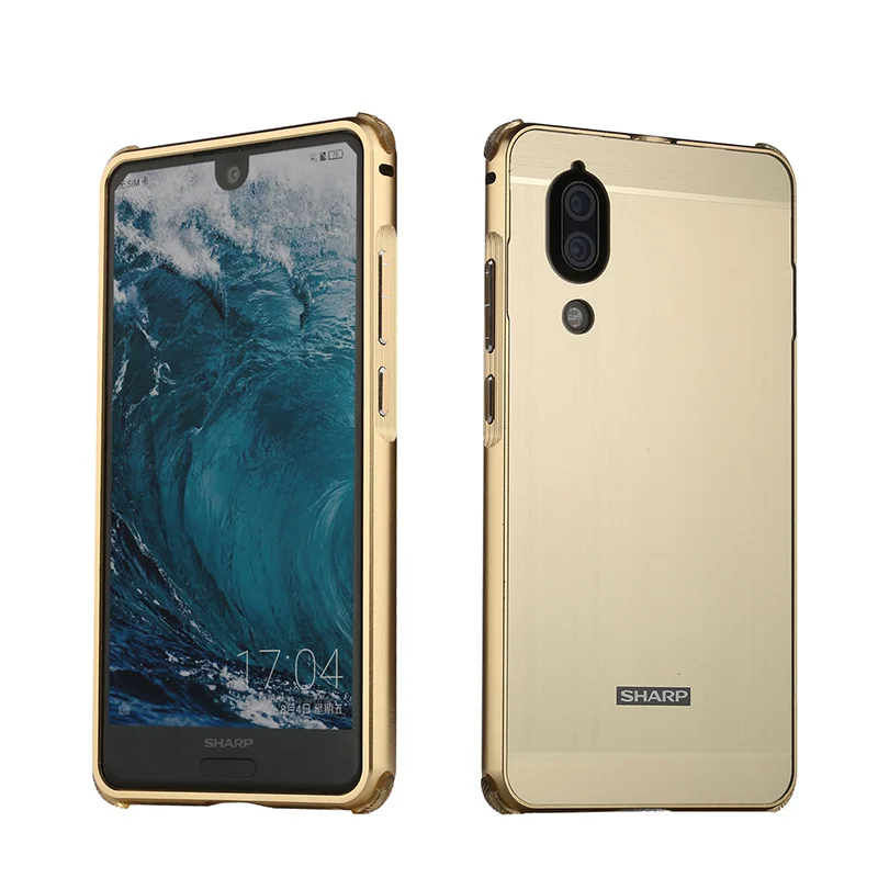 Gold 2 в 1 чехол для Sharp Aquos S2 покрытие алюминиевый металлический бампер+ Матовый PC задний Жесткий Чехол для SHARP AQUOS S2 5,5 дюймов Coque - Цвет: Gold