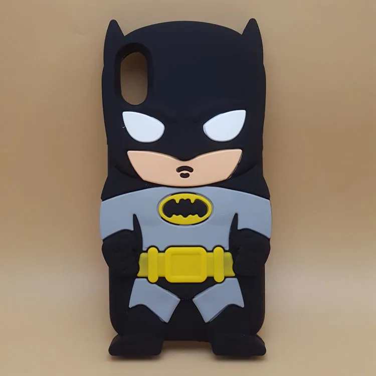 Мягкий силиконовый чехол для телефона iPhone X, 8, 7, 7 Plus, милый 3D мультяшный Бэтмен, резиновый чехол для iPhone 6, 6S Plus, защитный чехол