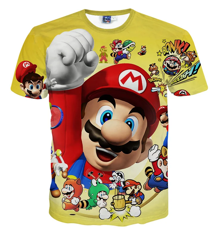 Повседневная футболка цифровой печати цвет Марио символов портрет стиле