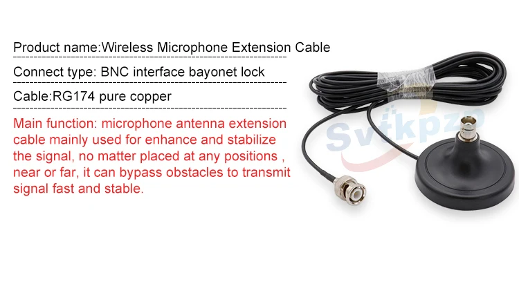 Q9 BNC Connector Magnetic Sucker Antenna for Wireless Microphone 5dB Gain Signal Amplifier with Extension Cable 590MHz to 860MHz