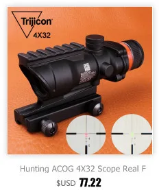 ohhunt Охота 4X32 ACOG Настоящее волокно Riflecope BDC Chevron Подковообразная Сетка Тактические оптические прицелы для кал.223.308 Печать логотипа визир