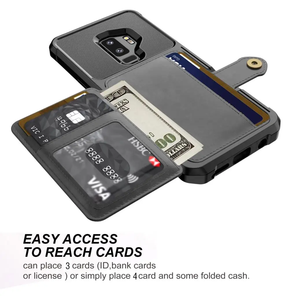 WEFOR PU Leather Case For Samsung Galaxy S9 S9 Plus Retro Flip Phone Cases For Samsung Galaxy Note 9 Card Holders Cover