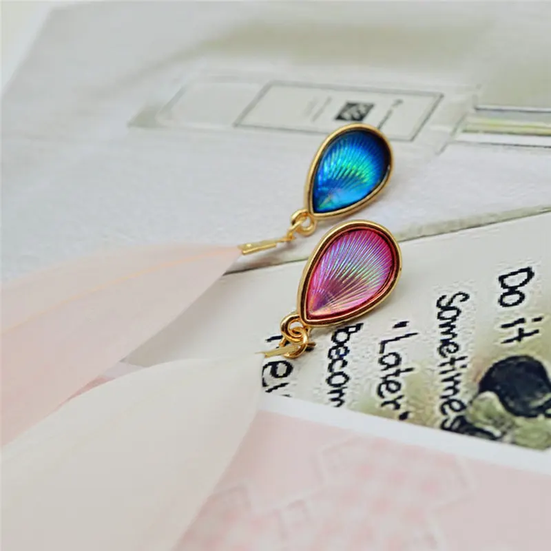 Женские винтажные серьги PINKSEE зимние длинные капельки с перьями многоцветные