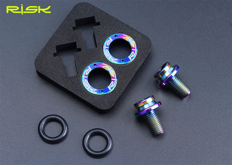 Rainbow M8x15 RISK 2 комплекта M8* 15 мм квадратное отверстие Титан MTB велосипед Нижний Кронштейн болт водонепроницаемый велосипедный кронштейн Кривошип фиксированный винт M8x15mm - Цвет: Rainbow M8x15
