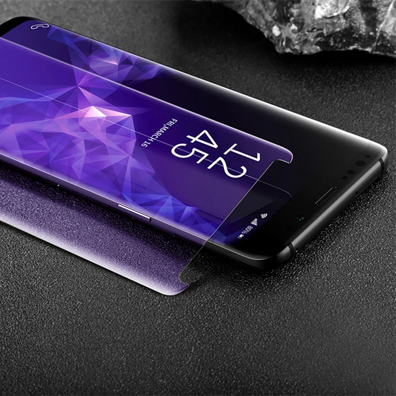 Akcoo S8 защита экрана от синего излучения для samsung Galaxy S8 9 Note 8 9 УФ стекло Полный Клей чехол дружественная пленка защита глаз