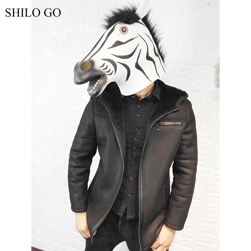 SHILO GO Leather Jacket mens Winter Fashion sheepskin genuine leather coat hooded Casual loose zipper warm | Мужская одежда