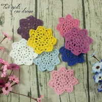 50pcslot hand made lace crochet cup mat cotton ecru doily cup pad coaster embroidery wedding decor clothes accessories 7cm