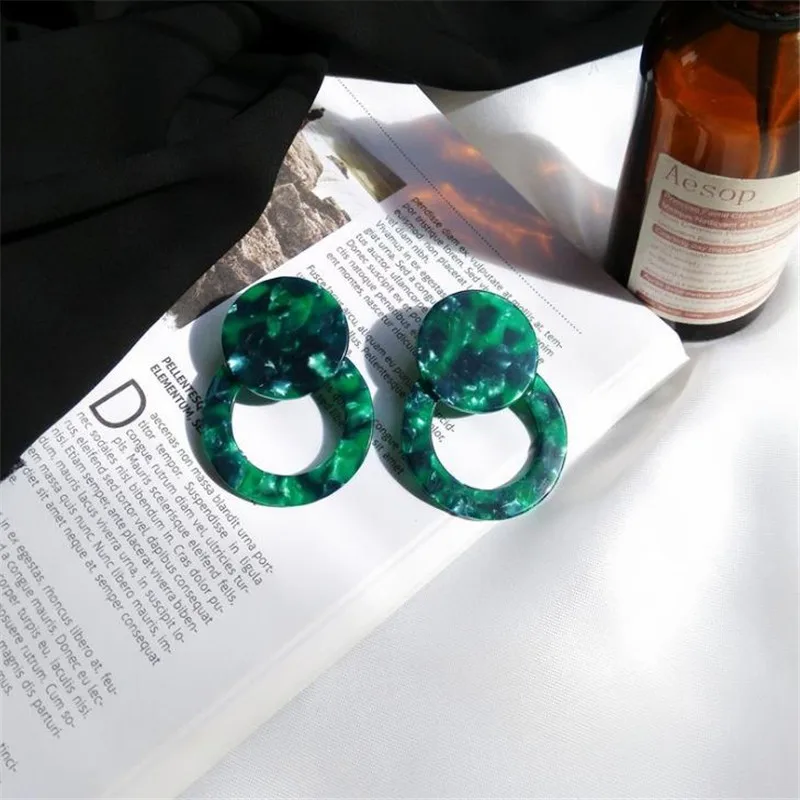 

Large Circle Round Earrings Acetate Acrylic Colorful Japanese Korean Tide Tide Exaggerated Earrings Jewelery Women