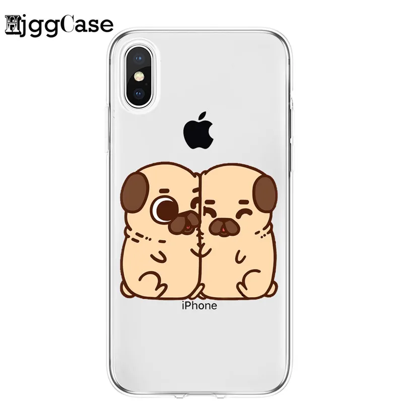 Мягкий силиконовый чехол для iPhone 11 12 Pro XS Max X XR с милым щенком Мопсом телефона
