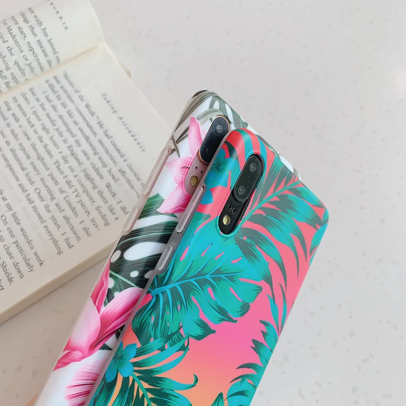Retro Monstera Leaf Case For Huawei Mate 20 P30 Pro P30Pro P20 Lite P20Pro Soft TPU Cover Fashion Art Painted Rose Flower Fundas |