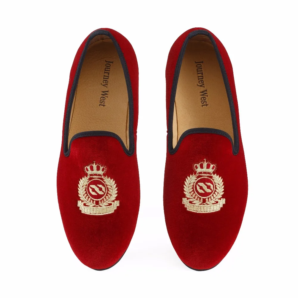 New Handmade Men Red Velvet Loafers With Crown Casual Dress Shoes Smoking Slippers Men's Flats Wedding Plus Size US 7-13 | Обувь