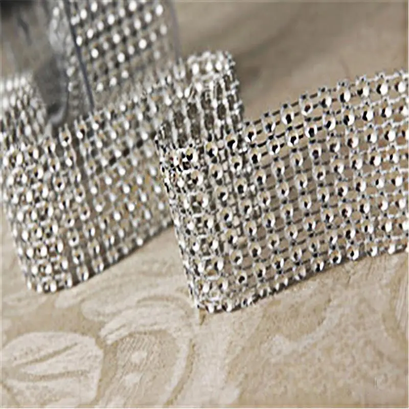 Свадебное украшение 1 ярд серебряная Алмазная сетка Рождественская полая