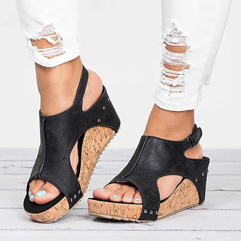 

Plus Size Women Sandals Platform Sandals Wedges Shoes Women Heels Sandalias Mujer Summer Beach Shoes Leather Wedge Heels Sandals