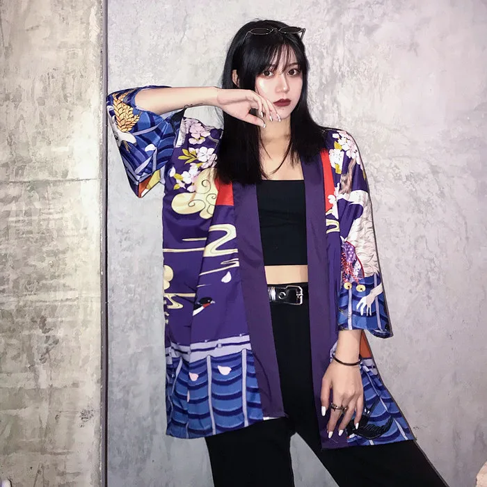 Женская Повседневная Блузка Kimonos в японском стиле Харадзюку | одежда