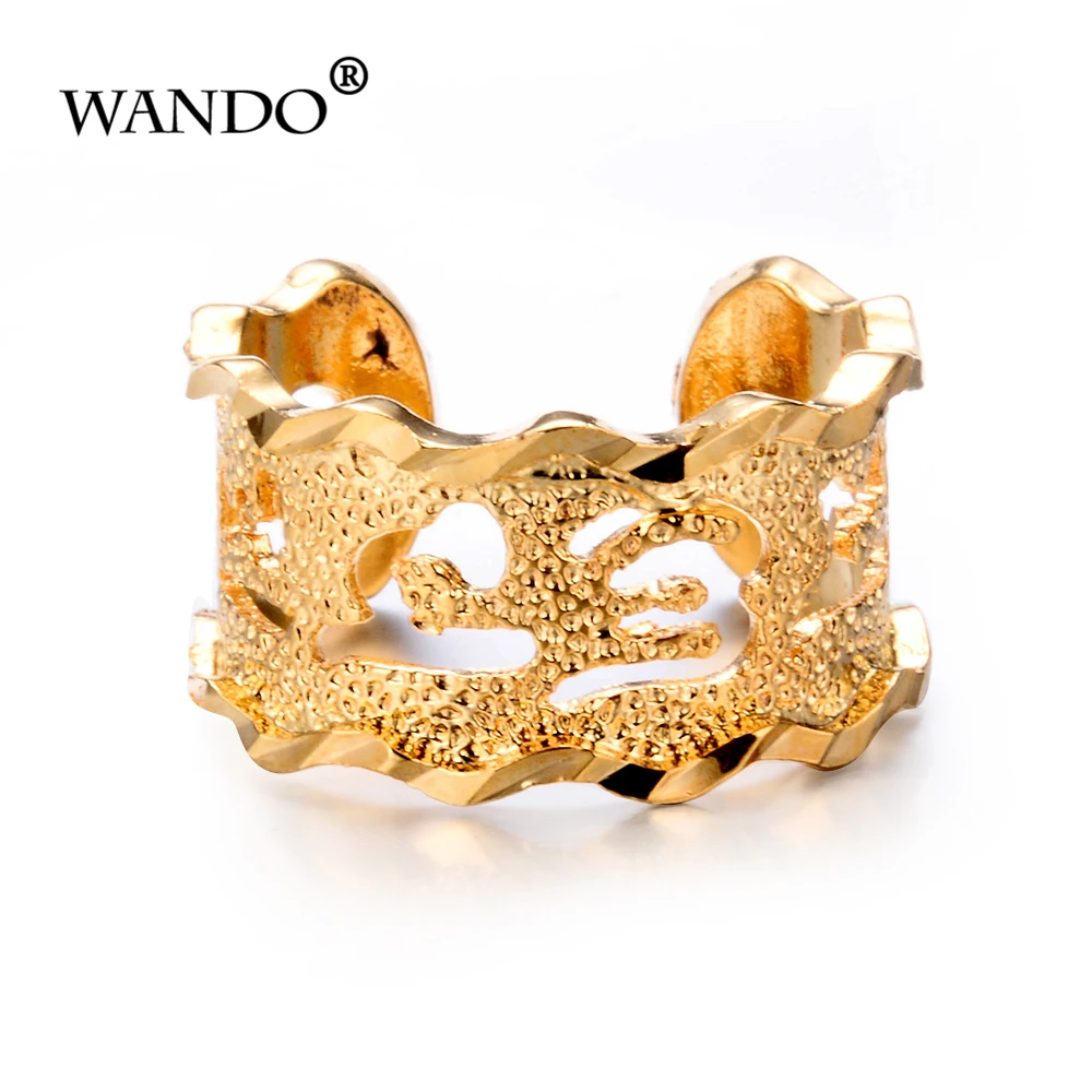 

WANDO Ethiopia Africa India Middle East ReligionSix-word Mantra Adjustable Hollow Gold Lucky Ring
