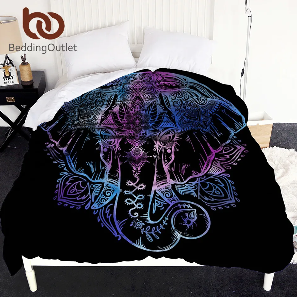 Пододеяльник BeddingOutlet в виде слона покрывало на кровать с цветами лотоса богемное
