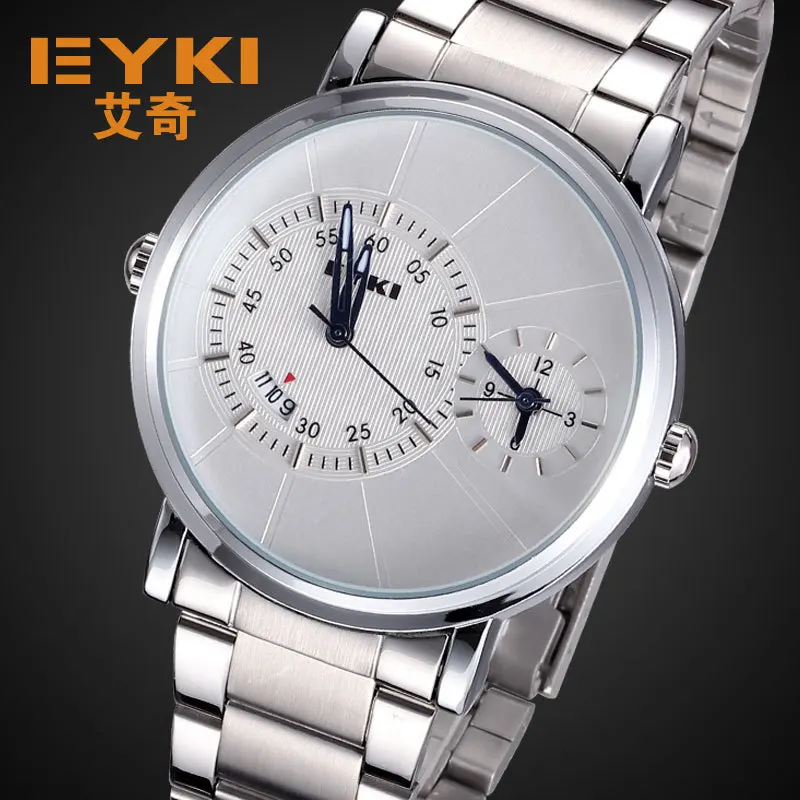 EYKI brand man watch stainless steel army dual time display 10m waterproof calendar analog import quartz movement clock | Наручные часы