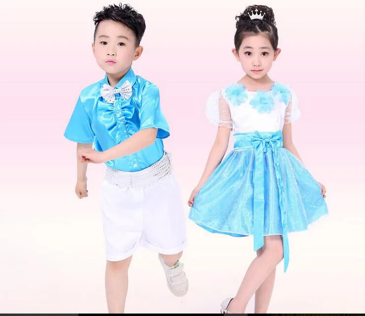 Girl and boy School Uniform Costume Blue Dress Pants Suit | Детская одежда и обувь